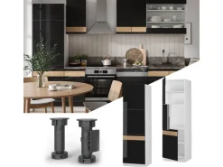 Discount Vicco Herdumbauschrank Fame-Line Herdschrank Schwarz Eiche Hochglanz/Weiß 60 cm Eiche Dunkel