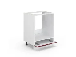 Herde<Vicco Herdumbauschrank Fame-Line Bordeaux Hochglanz/Weiß 60 cm AP Eiche Bordeaux-Glanz