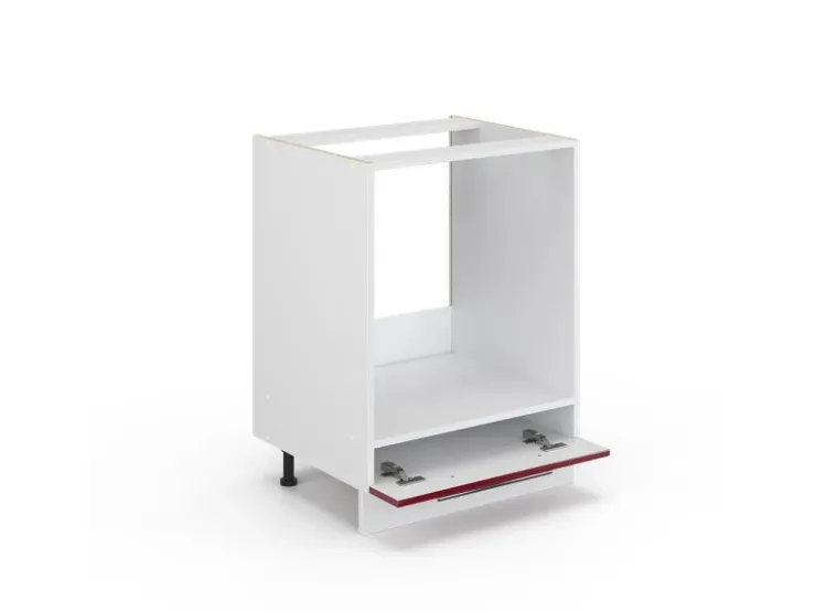 Herde<Vicco Herdumbauschrank Fame-Line Bordeaux Hochglanz/Weiß 60 cm AP Eiche Bordeaux-Glanz