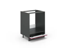 Herde|Kochfelder<Vicco Herdumbauschrank Fame-Line Bordeaux Hochglanz/Anthrazit 60 cm AP Marmor Bordeaux-Glanz