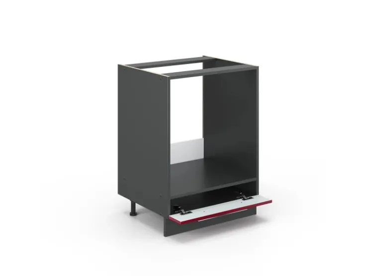 Herde|Kochfelder<Vicco Herdumbauschrank Fame-Line Bordeaux Hochglanz/Anthrazit 60 cm AP Marmor Bordeaux-Glanz