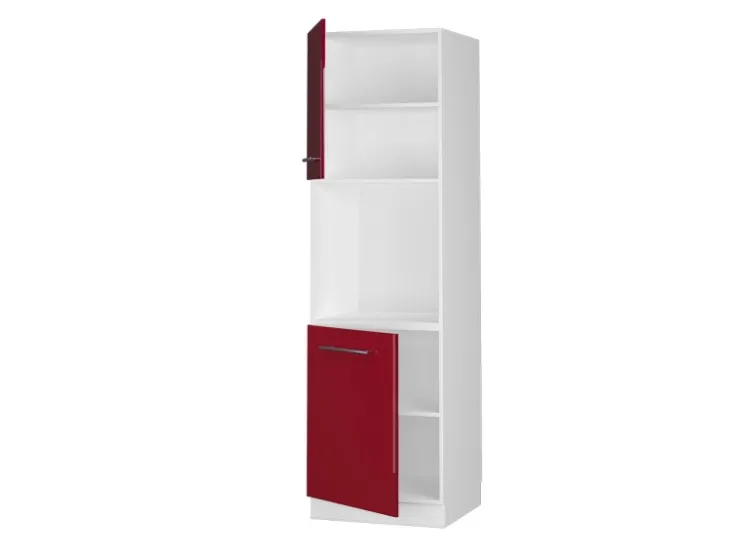 Clearance Vicco Herdumbauschrank Fame-Line Bordeaux Hochglanz/Weiß 60 cm mit Offenem Regal Bordeaux-Glanz
