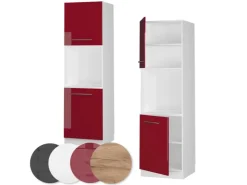 Clearance Vicco Herdumbauschrank Fame-Line Bordeaux Hochglanz/Weiß 60 cm mit Offenem Regal Bordeaux-Glanz