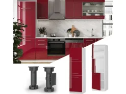 Herde|Einbauküchen<Vicco Herdumbauschrank Fame-Line Herdschrank Bordeaux Hochglanz/Weiß 60 cm Bordeaux-Glanz