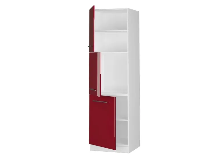 Herde|Einbauküchen<Vicco Herdumbauschrank Fame-Line Herdschrank Bordeaux Hochglanz/Weiß 60 cm Bordeaux-Glanz
