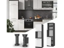 Online Vicco Herdumbauschrank Fame-Line Hochglanz/Anthrazit 60 cm Offen Weiß