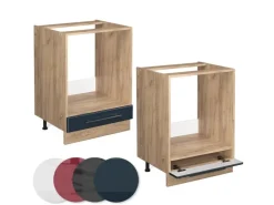 Discount Vicco Herdumbauschrank Fame-Line Hochglanz/Goldkraft Eiche 60 cm ohne Arbeitsplatte Dunkelblau