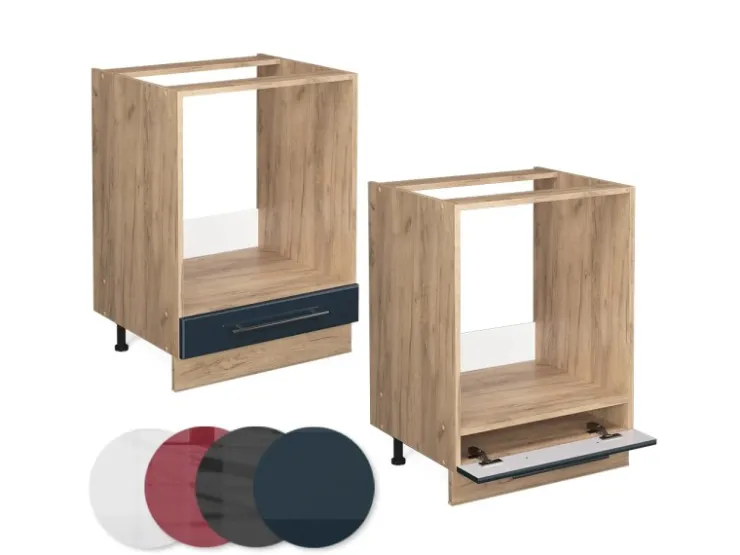 Discount Vicco Herdumbauschrank Fame-Line Hochglanz/Goldkraft Eiche 60 cm ohne Arbeitsplatte Dunkelblau