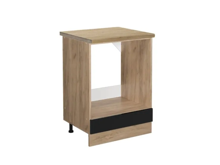Online Vicco Herdumbauschrank R-Line Schwarz Hochglanz/Goldkraft Eiche 60 cm AP Eiche Schwarz Glänzend