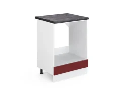 Herde<Vicco Herdumbauschrank R-Line Bordeaux Hochglanz/Weiß 60 cm AP Anthrazit Bordeaux-Glanz