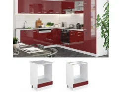 Herde<Vicco Herdumbauschrank R-Line Bordeaux Hochglanz/Weiß 60 cm AP Anthrazit Bordeaux-Glanz