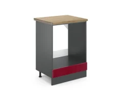 Hot Vicco Herdumbauschrank R-Line Bordeaux Hochglanz/Anthrazit 60 cm AP Eiche Bordeaux-Glanz