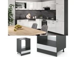 Sale Vicco Herdumbauschrank R-Line Landhaus/Anthrazit 60 cm AP Marmor Herde