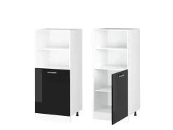 Herde<Vicco Herdumbauschrank R-Line Herdschrank Schwarz Hochglanz/Weiß 60 cm Schwarz Glänzend