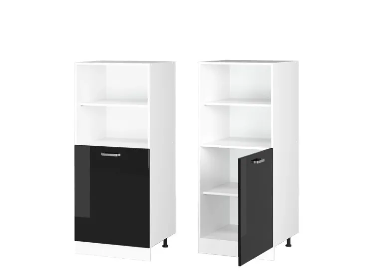 Herde<Vicco Herdumbauschrank R-Line Herdschrank Schwarz Hochglanz/Weiß 60 cm Schwarz Glänzend
