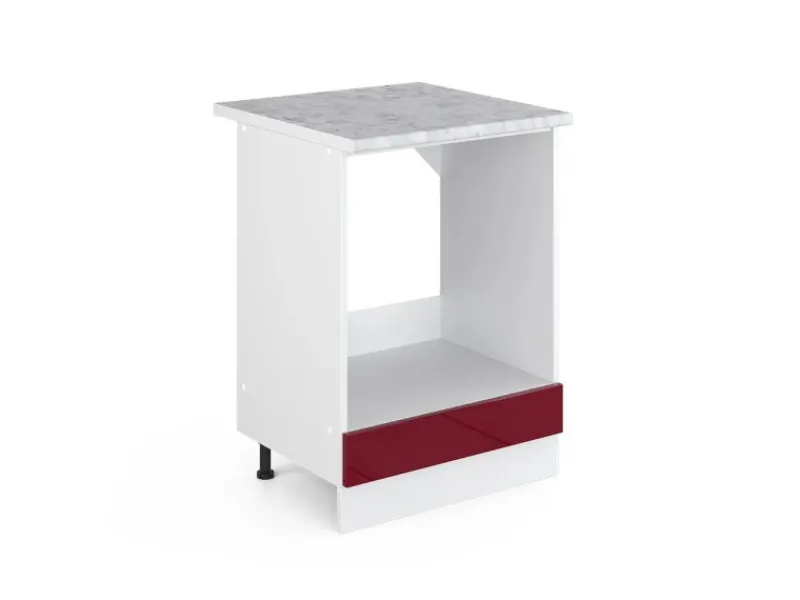 New Vicco Herdumbauschrank R-Line Bordeaux Hochglanz/Weiß 60 cm AP Marmor Herde