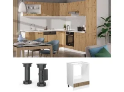 Sale Vicco Herdumbauschrank R-Line Herdschrank Artisan-Eiche/Weiß 60 cm AP Anthrazit Herde