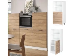 Einbauküchen<Vicco Herdumbauschrank R-Line Herdschrank Sonoma/Weiß 60 cm Sonoma Eiche