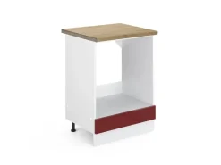 Discount Vicco Herdumbauschrank R-Line Bordeaux Hochglanz/Weiß 60 cm AP Eiche Herde