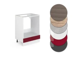 Discount Vicco Herdumbauschrank R-Line Bordeaux Hochglanz/Weiß 60 cm AP Eiche Herde