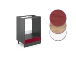 Vicco Herdumbauschrank R-Line Bordeaux Hochglanz/Anthrazit 60 cm ohne Arbeitsplatte Pfannen|Einbauküchen