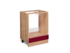 Best Vicco Herdumbauschrank R-Line Bordeaux Hochglanz/Goldkraft Eiche 60 cm ohne Arbeitsplatte Bordeaux-Glanz