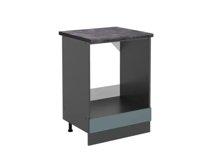 Outlet Vicco Herdumbauschrank R-Line Blau-Grau/Anthrazit 60 cm AP Anthrazit Blaugrau