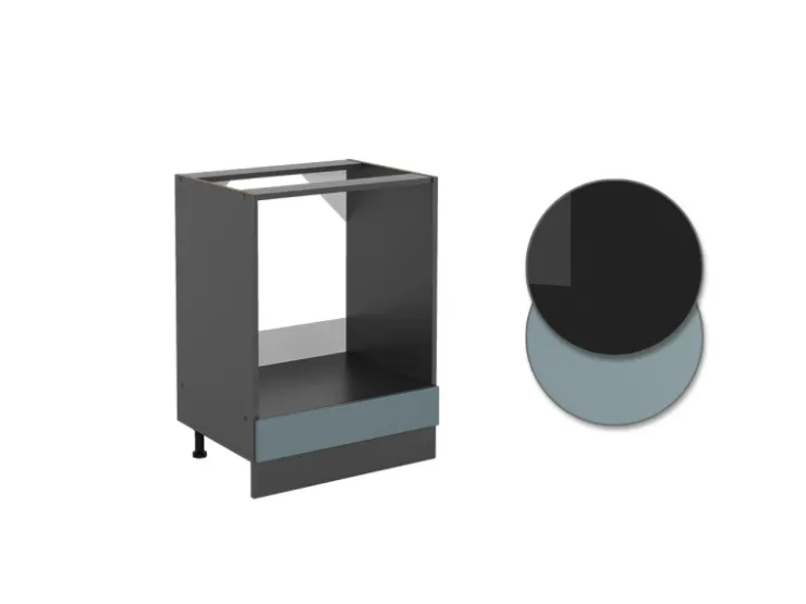 Outlet Vicco Herdumbauschrank R-Line Blau-Grau/Anthrazit 60 cm AP Anthrazit Blaugrau