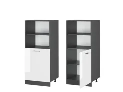 Vicco Herdumbauschrank R-Line Herdschrank Hochglanz/Anthrazit 60 cm Weiß