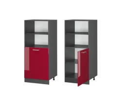 Clearance Vicco Herdumbauschrank R-Line Herdschrank Bordeaux Hochglanz/Anthrazit 60 cm Pantryküchen|Herde