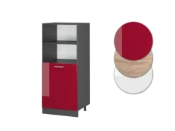 Clearance Vicco Herdumbauschrank R-Line Herdschrank Bordeaux Hochglanz/Anthrazit 60 cm Pantryküchen|Herde