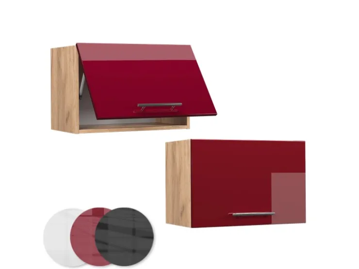 Clearance Vicco Hängeschrank Fame-Line Bordeaux Hochglanz/Goldkraft Eiche 60 cm Flach Bordeaux-Glanz