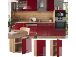New Vicco Hängeschrank Fame-Line Bordeaux Hochglanz/Goldkraft Eiche 45 cm Pfannen