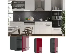 Herde|Kühlschränke<Vicco Hängeschrank Fame-Line Hängender Küchenschrank Bordeaux Hochglanz/Anthrazit 30 cm Bordeaux-Glanz