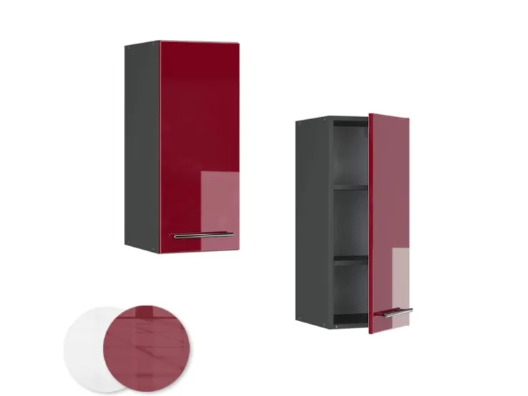 Herde|Kühlschränke<Vicco Hängeschrank Fame-Line Hängender Küchenschrank Bordeaux Hochglanz/Anthrazit 30 cm Bordeaux-Glanz