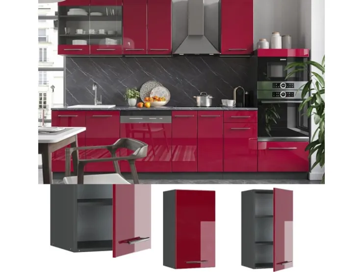 Sale Vicco Hängeschrank Fame-Line Hängender Küchenschrank Bordeaux Hochglanz/Weiß 45 cm Küchenschränke