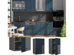 Vicco Hängeschrank Fame-Line Hängender Küchenschrank Hochglanz/Anthrazit 45 cm Dunkelblau