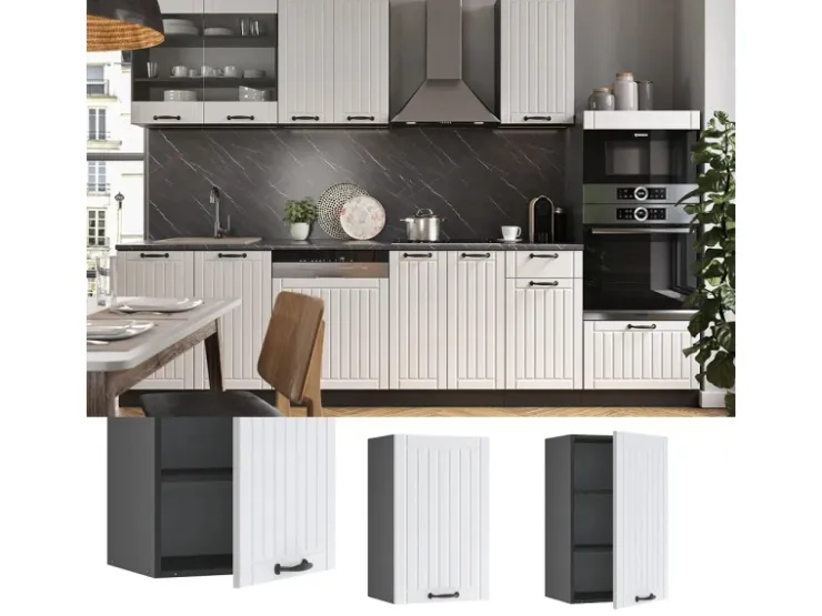 Clearance Vicco Hängeschrank Fame-Line Hängender Küchenschrank Landhaus/Anthrazit 45 cm Weiß