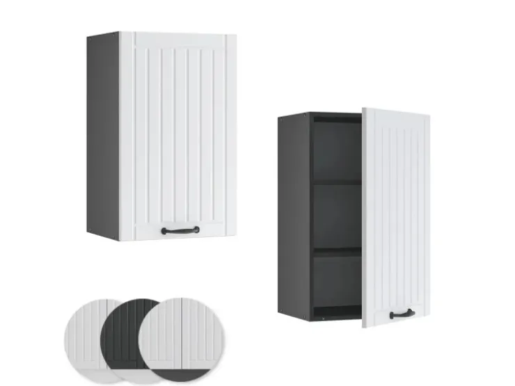 Clearance Vicco Hängeschrank Fame-Line Hängender Küchenschrank Landhaus/Anthrazit 45 cm Weiß