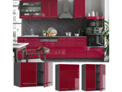 Sale Vicco Hängeschrank Fame-Line Hängender Küchenschrank Bordeaux Hochglanz/Anthrazit 60 cm Küchenschränke