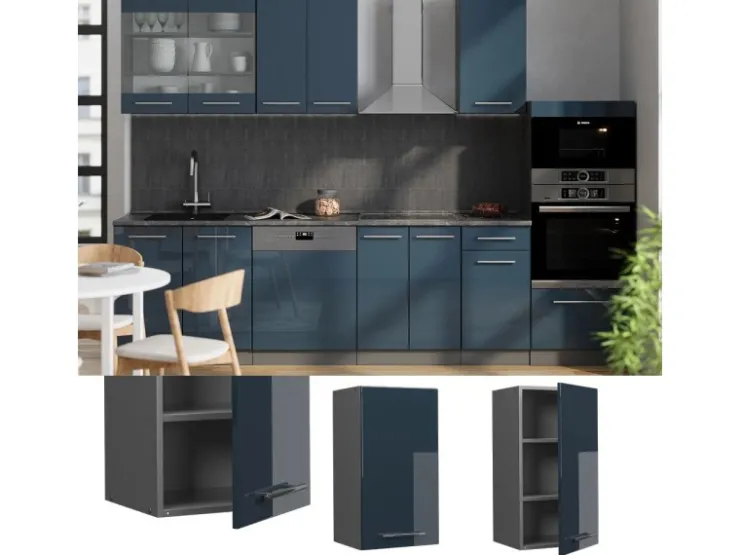 Best Vicco Hängeschrank Fame-Line Hängender Küchenschrank Hochglanz/Anthrazit 40 cm Dunkelblau