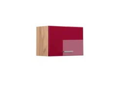 Outlet Vicco Hängeschrank R-Line Bordeaux Hochglanz/Goldkraft Eiche 60 cm Flach Bordeaux-Glanz