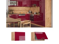 Outlet Vicco Hängeschrank R-Line Bordeaux Hochglanz/Goldkraft Eiche 60 cm Flach Bordeaux-Glanz