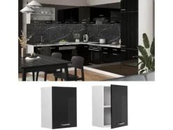 Best Vicco Hängeschrank R-Line Hängender Küchenschrank Schwarz Hochglanz/Weiß 45 cm Kühlschränke