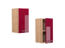 Pfannen|Küchenschränke<Vicco Hängeschrank R-Line Hängender Küchenschrank Bordeaux Hochglanz/Goldkraft Eiche 30 cm Bordeaux-Glanz