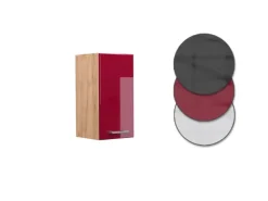 Pfannen|Küchenschränke<Vicco Hängeschrank R-Line Hängender Küchenschrank Bordeaux Hochglanz/Goldkraft Eiche 30 cm Bordeaux-Glanz