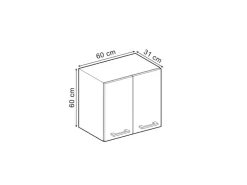 Küchenschränke<Vicco Hängeschrank R-Line Hängender Küchenschrank Bordeaux Hochglanz/Weiß 60 cm Bordeaux-Glanz