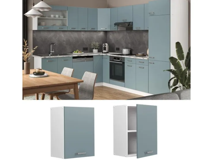 Outlet Vicco Hängeschrank R-Line Hängender Küchenschrank Blau-Grau/Weiß 45 cm Blaugrau
