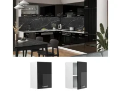 Outlet Vicco Hängeschrank R-Line Hängender Küchenschrank Schwarz Hochglanz/Weiß 40 cm Küchenschränke