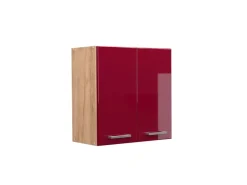 Küchenschränke<Vicco Hängeschrank R-Line Hängender Küchenschrank Bordeaux Hochglanz/Goldkraft Eiche 60 cm Bordeaux-Glanz